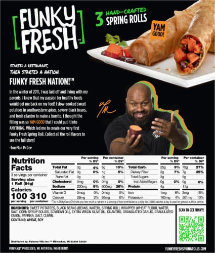 Funky Fresh™ Sweet Potato Black Bean Spring Rolls Perspective: back