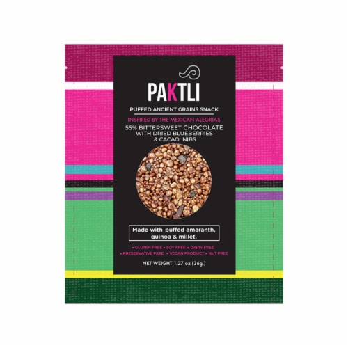 Bittersweet Chocolate with Dried Blueberries & Cacao Nibs - 8 Packs | 1.27 Oz each Perspective: back