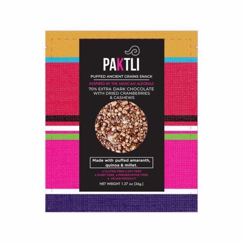 Dark Chocolate with Dried Cranberries and Cashews - 8 Packs | 1.27 Oz each Perspective: back