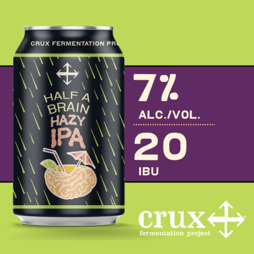 Crux Fermentation Project Half a Brain Hazy IPA Craft Beer Perspective: back