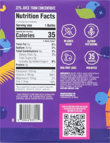 Plezi Blueberry Blast Flavored Drink 4 pk Perspective: back