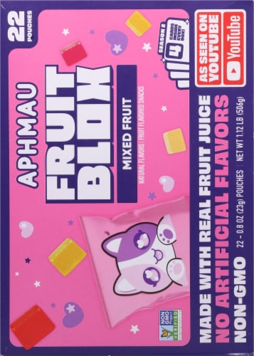 Aphmau Fruit Blox Mixed Fruit Flavored Snack Pouches Perspective: back