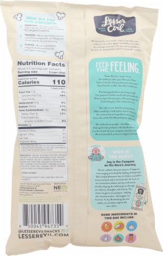 LesserEvil Homer's Blend Organic Popcorn Perspective: back