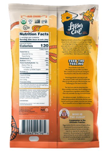 LesserEvil® Organic Cheddar Corn Puffs Perspective: back