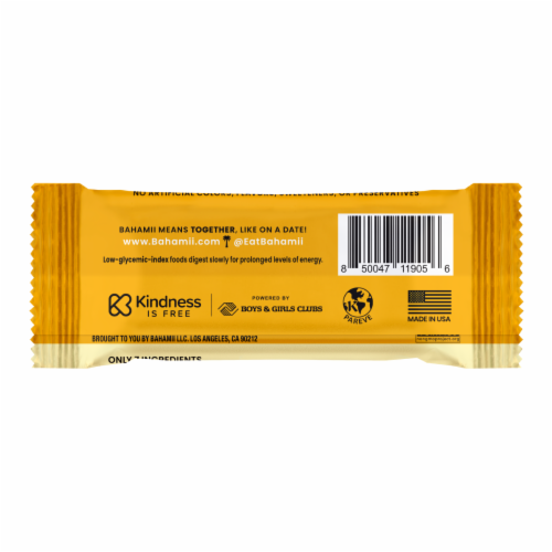 Bahamii Honey Cinnamon Date & Almond Bar Perspective: back