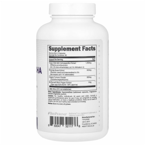 Type Zero KSM-66 Ashwagandha Root Extract 1,200mg, 60 Type Zero KSM-66 Ashwagandha Root Extract 1,200mg, 60
