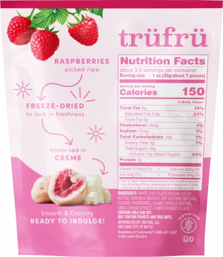 Tru Fru Nature's Hyper-Dried Raspberries & Creme Perspective: back