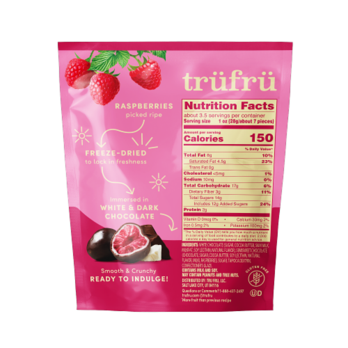 Tru Fru Grab & Share Freeze Dried Raspberries in White & Dark Chocolate Perspective: back