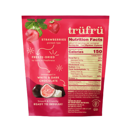 Tru Fru Grab & Share Freeze-Dried Strawberries in White & Dark Chocolate Perspective: back