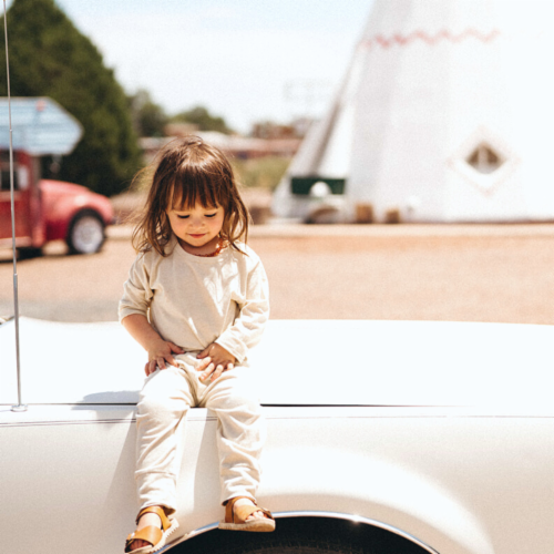 Organic Neutral Long Sleeve Bodysuit in Natural Undyed Cotton - Natural Perspective: back