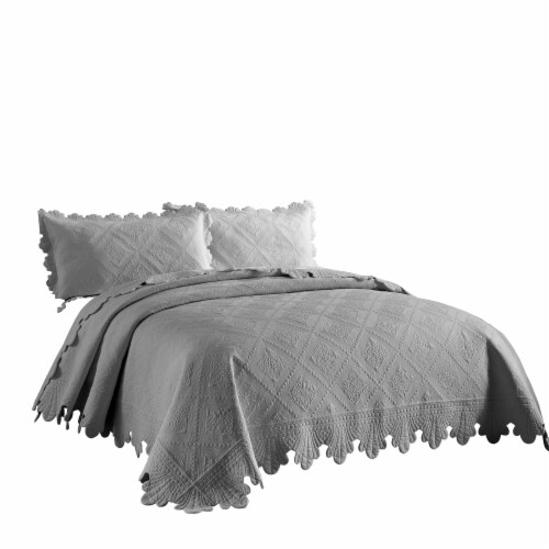 MarCielo 100% Cotton Oversized Bedspread Quilt Set Embroidery TK Perspective: back
