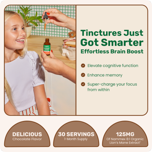 Fungies® Lion's Mane Mushroom Liquid Drops Chocolate Perspective: back