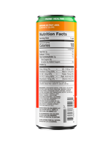 ZOA® Zero Sugar Mango Splash Energy Drink Can Perspective: back