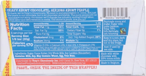 Tony's Chocolonely® White Chocolate Bar Perspective: back