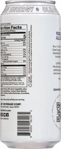 Lucky Energy Bodacious Berry Zero Sugar Energy Drink Can Perspective: back