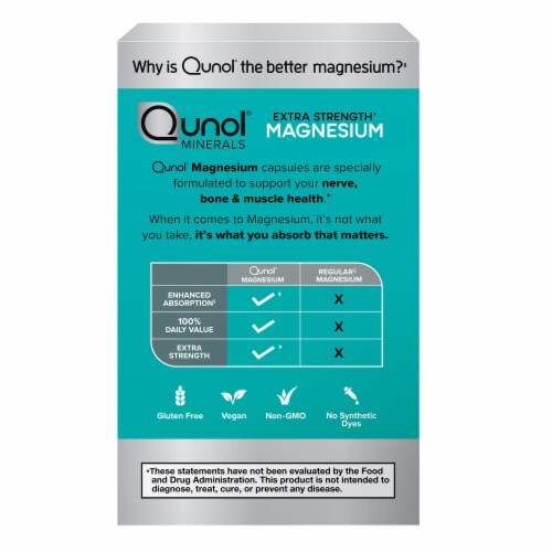 Qunol® Minerals Extra Strength Magnesium Capsules Perspective: back