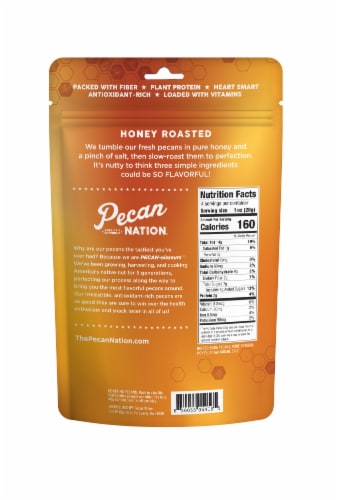 Pecan Nation Honey Roasted Snacking Pecans Perspective: back