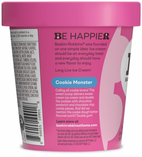 Baskin Robbins® Cookie Monster Ice Cream Pint Perspective: back