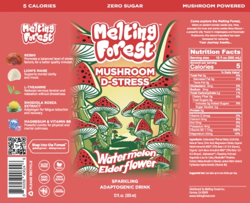 Melting Forest™ Sparkling Watermelon Elderflower D-Stress Sugar Free Single Can Perspective: back