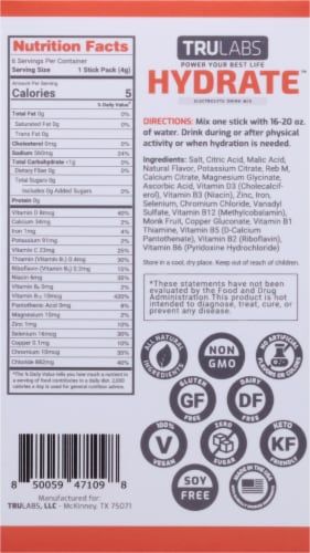 Trulabs® Hydrate™ Electrolyte Drink Mix Peach Mango Perspective: back