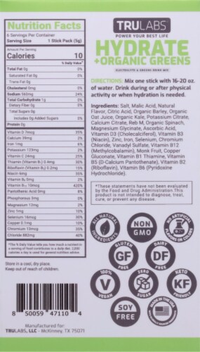 Trulabs® Hydrate™ Electrolyte + Organic Drink Mix Greens Green Apple Perspective: back