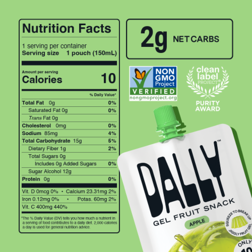 Dally™ Zero-Sugar Apple Gel Fruit Snack Pouch Perspective: back