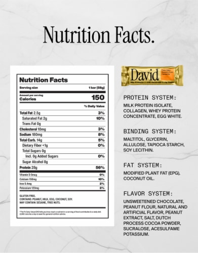 David™ Peanut Butter Chocolate Chunk Protein Bar Perspective: back