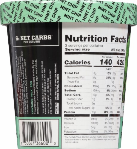 Protein® Pints Mint Chip Ice Cream Pint Perspective: back