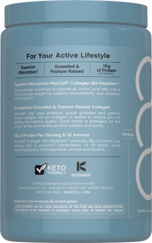 NeoCell Collagen Bio-Peptides Protein 10 Oz Perspective: back