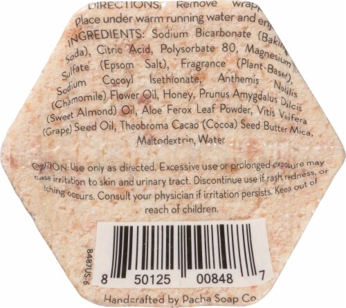 Pacha Soap Co. Sweet Honey Almond Classic Froth Bath Bomb Perspective: back