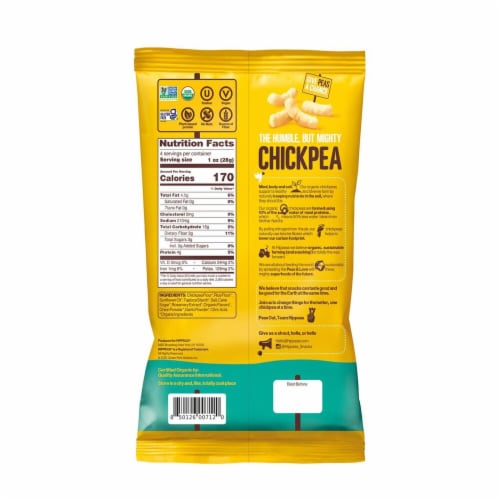 Hippeas® Organic Vegan White Cheddar Chickpea Puffs Chips Perspective: back