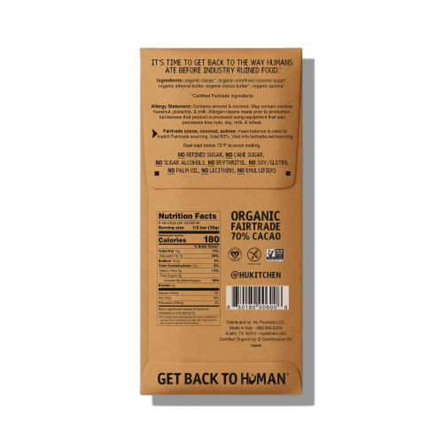 Hu® Almond Butter + Puffed Quinoa Chocolate Candy Bar Perspective: back