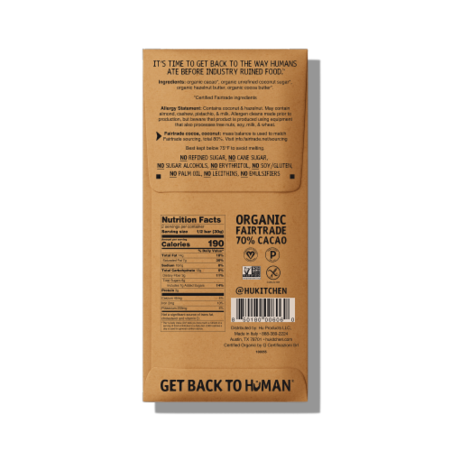 Hu® Hazelnut Butter Filled Organic Dark Chocolate Bar Perspective: back