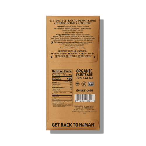 Hu® Vanilla Crunch Dark Chocolate Bar Perspective: back
