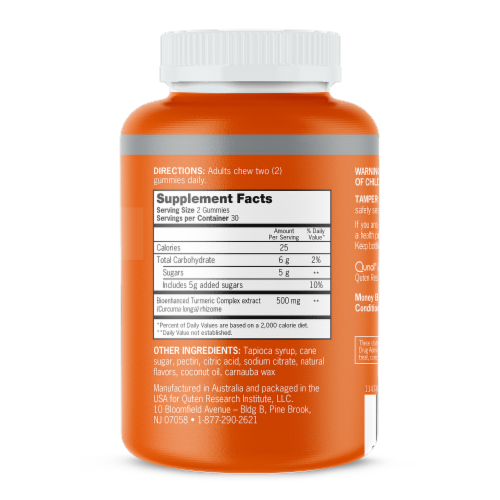 Qunol® Creamy Orange Turmeric Curcumin Complex Gummies Perspective: back