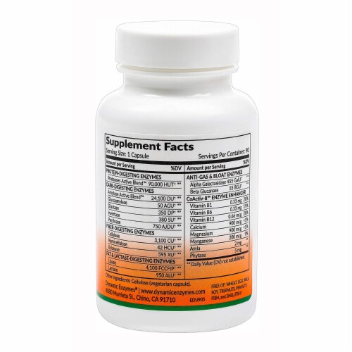 Dynamic Enzymes Eat E-Z Ultra Digestive Enzymes, 90 Capsules Perspective: back
