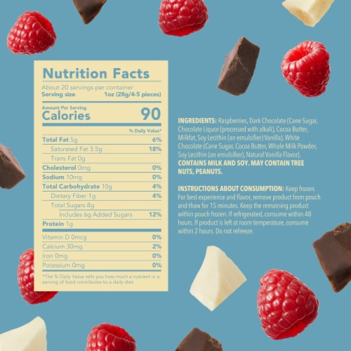 Tru Fru Dark & White Chocolate Frozen Whole Raspberries Perspective: back