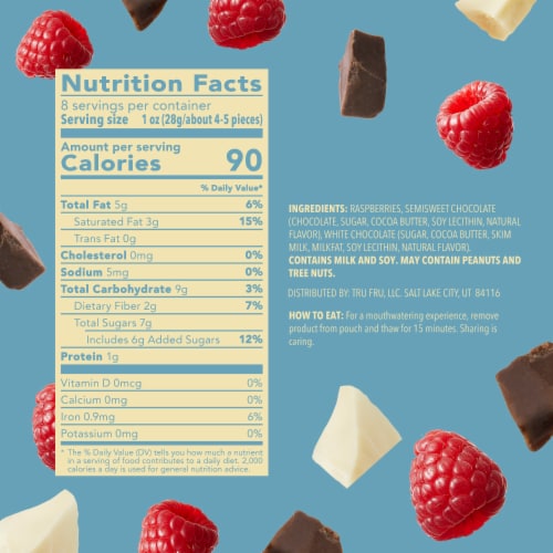 Tru Fru White & Dark Chocolate Covered Frozen Raspberries Perspective: back
