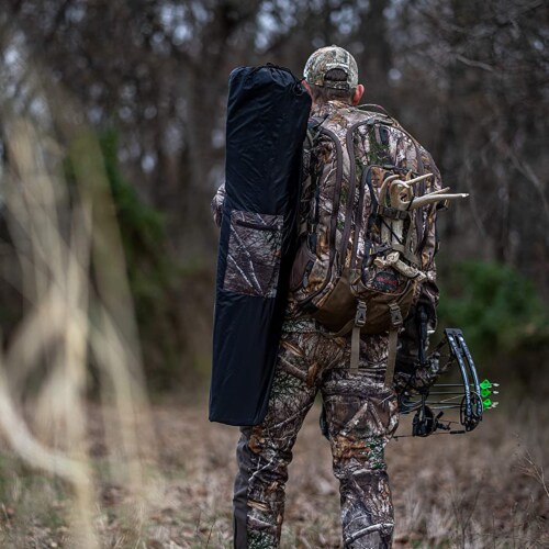 Rhino Blinds R150 Durable 3 Person Outside Game Hunting Ground Blind, Mossy Oak Perspective: back