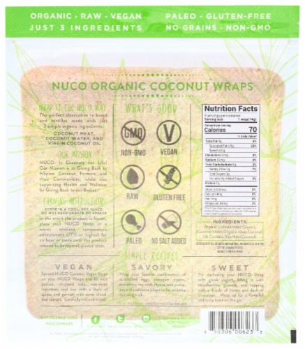 NUCO Organic Original Coconut Wraps Perspective: back