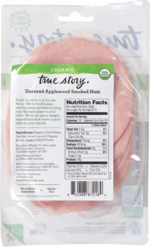 True Story® Organic Uncured Applewood Ham Perspective: back