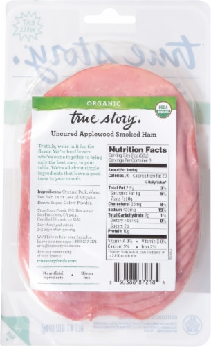 True Story® Organic Uncured Applewood Ham Perspective: back