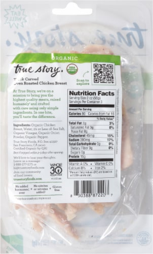 True Story® Organic Thick Carved Oven Roasted Chicken Breast Perspective: back