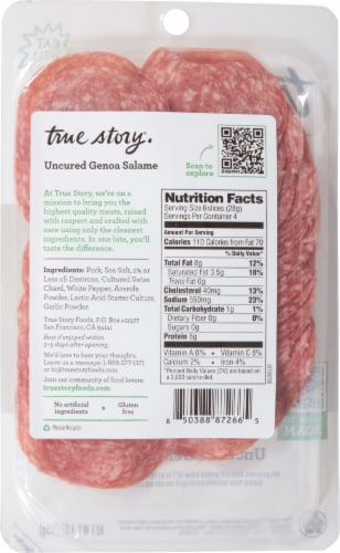 True Story® Uncured Genoa Salame Perspective: back
