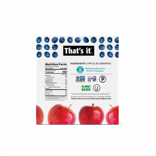 That's It® Apple and Blueberry Fruit Bars Perspective: back