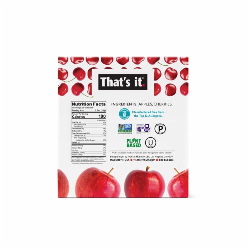 That's It® Apple + Cherry Fruit Bars Perspective: back