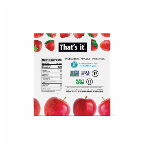 That's It® Apple and Strawberry Fruit Bars Perspective: back