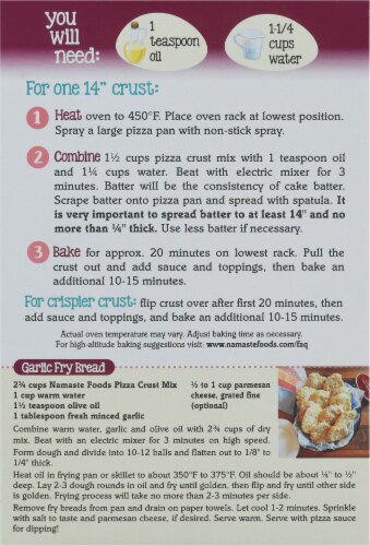 Namaste Foods Gluten Free Pizza Crust Mix Perspective: back