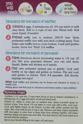 Namaste Gluten Free Waffle & Pancake Mix Perspective: back