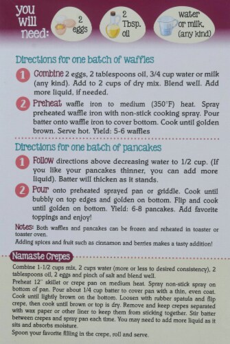 Namaste Gluten Free Waffle & Pancake Mix Perspective: back